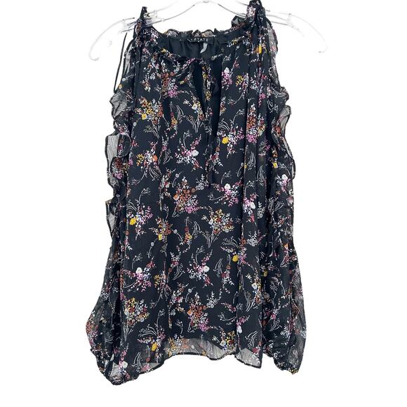 1. State Black Floral Chiffon Off The Shoulder Blouse Sz XS - Picture 1 of 7